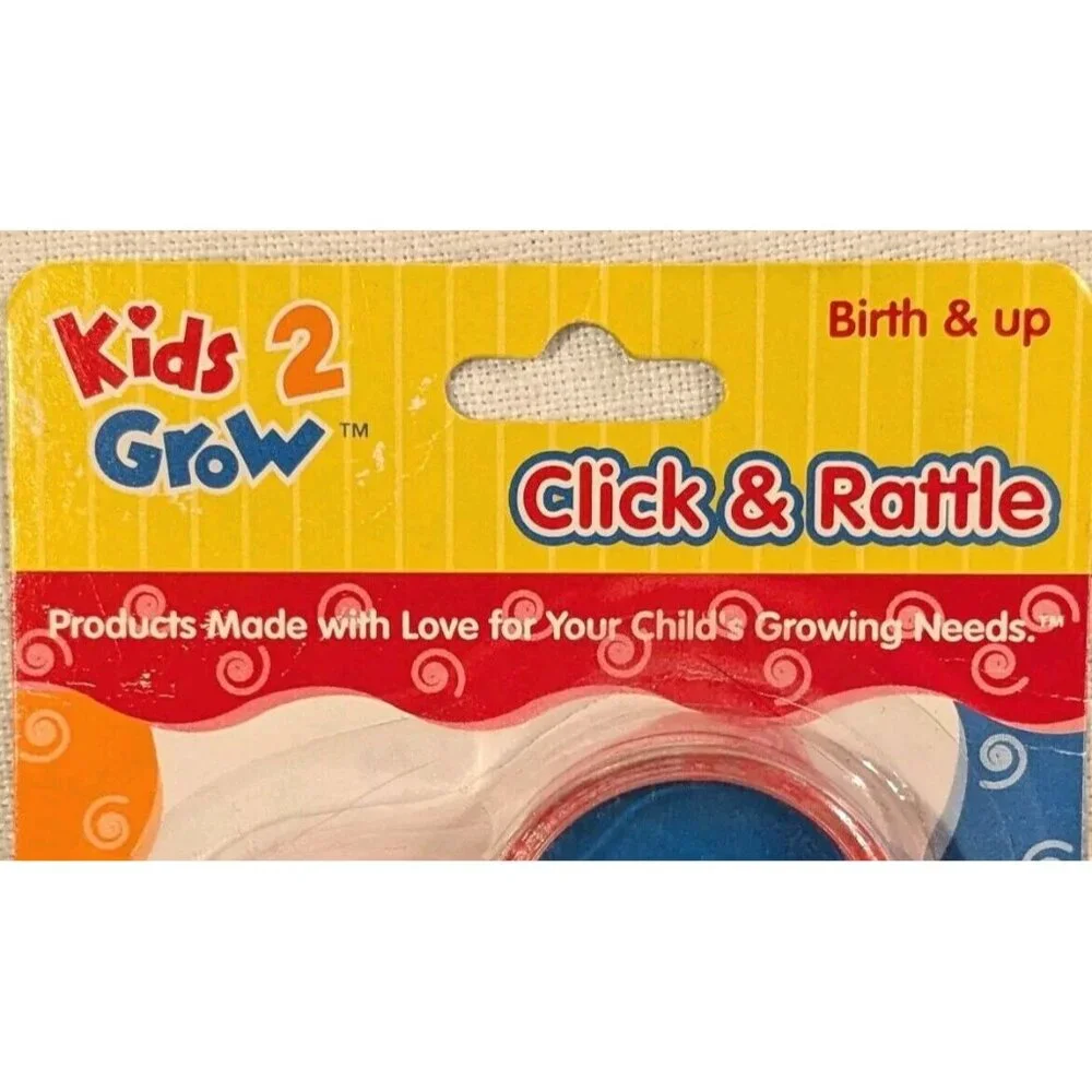 Kids 2 Grow Baby Toy Click & Rattle Infant Twist Teddy Bear NOS Colorful Vtg Fun